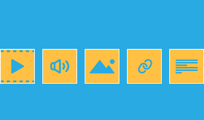 Different icons against a blue background