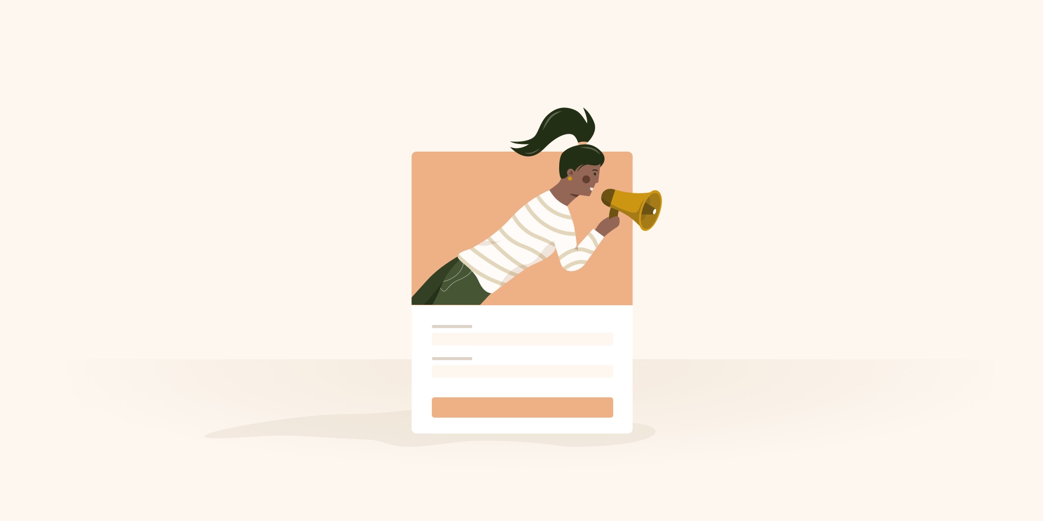 Animation of a woman holding megaphone while Promoting something
