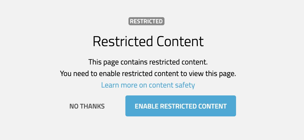 A screenshots shows restricted content