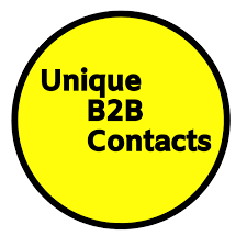 Words unique B2b contacts in the middle of a yellow circle