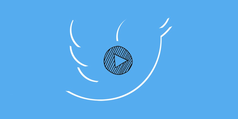 Twitter logo with a play button