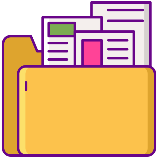 A file/folder icon with a papers inside