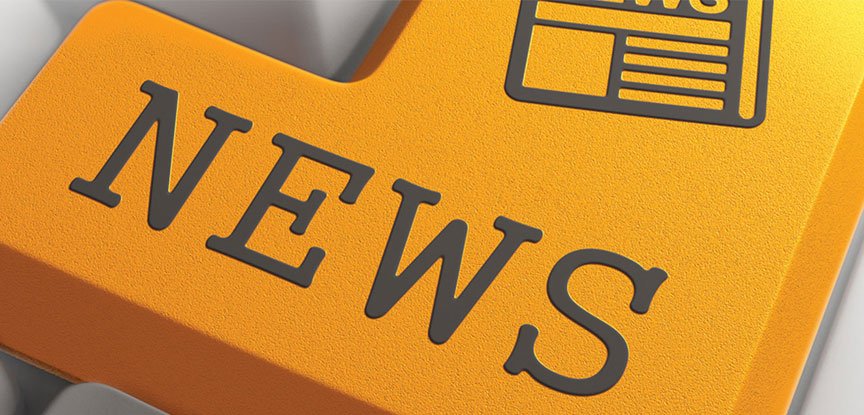 The word "news" is placed in yellow-orange "enter" key in keyboard