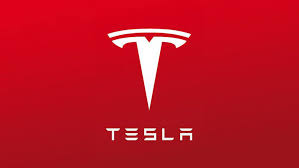 Tesla logo with red background