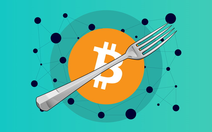 A fork and a bitcoin behind it