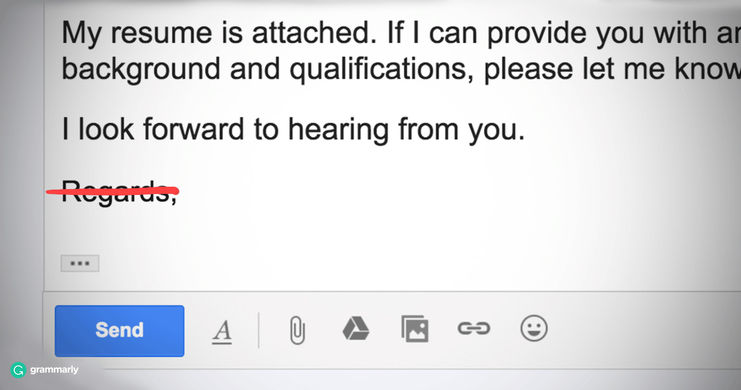 An email disregarding the word "regards"
