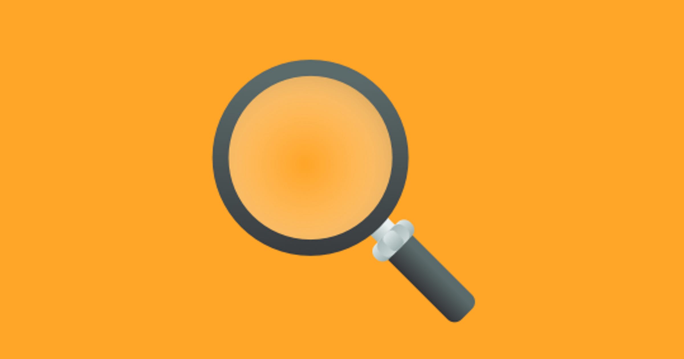 A magnifying glass against an orange background