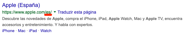 Apple link on google in spanish
