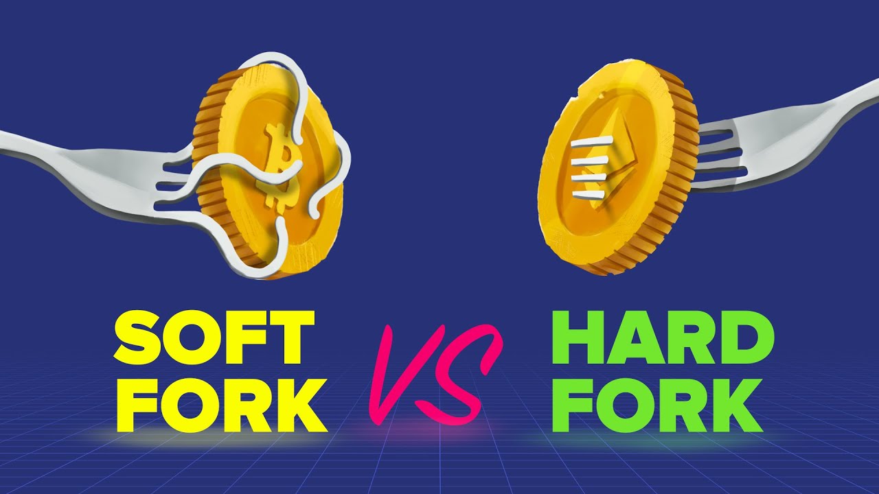 Soft Fork and Hard Fork with a bitcoin on it