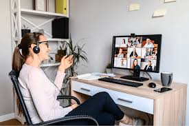 A lady on a video call using her lapto