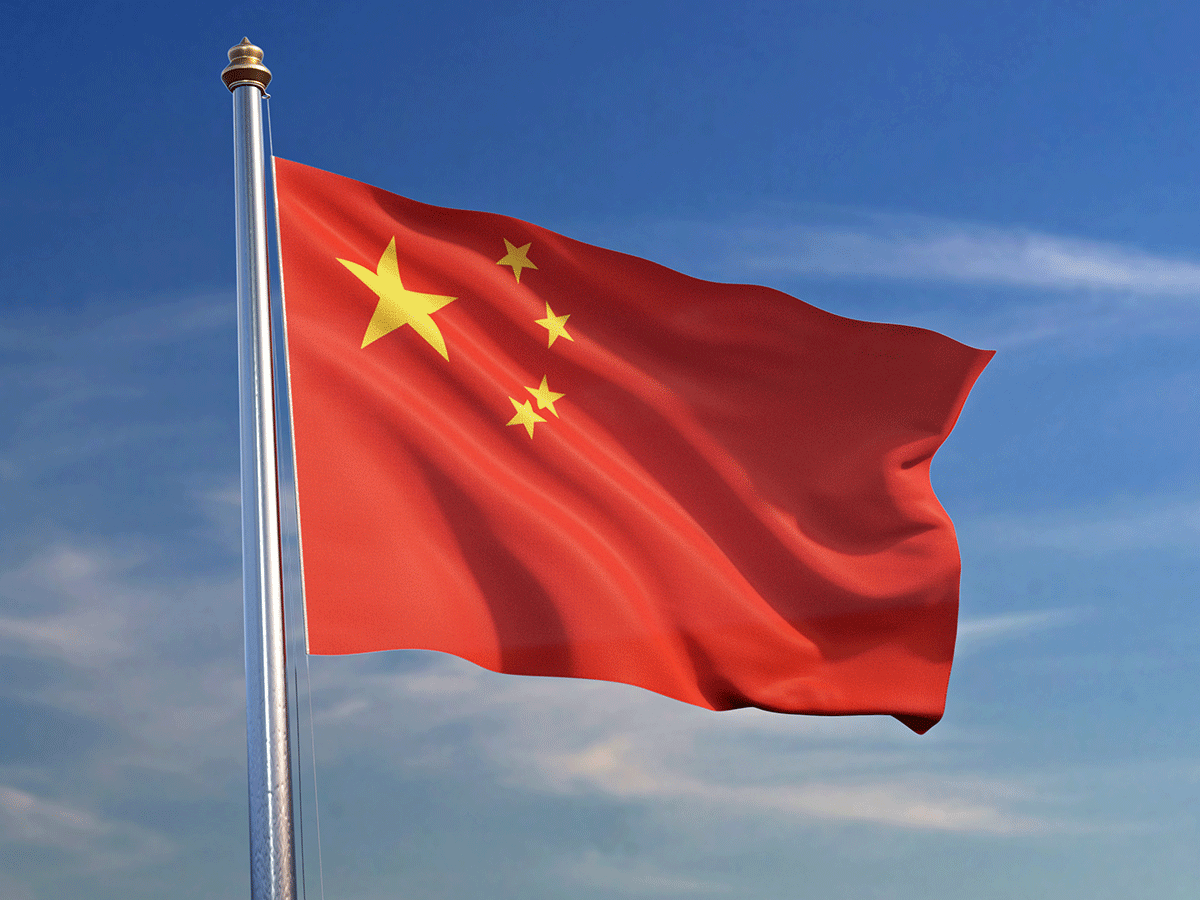 Chine flag in a flagpole