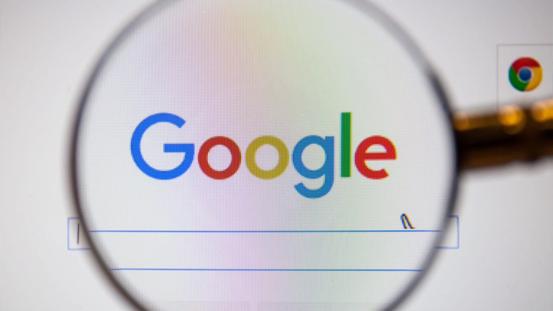 Google search bar in a magnifying glass