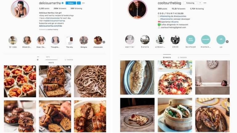 Instagram feed of deliciousmartha and cooltourtheblog