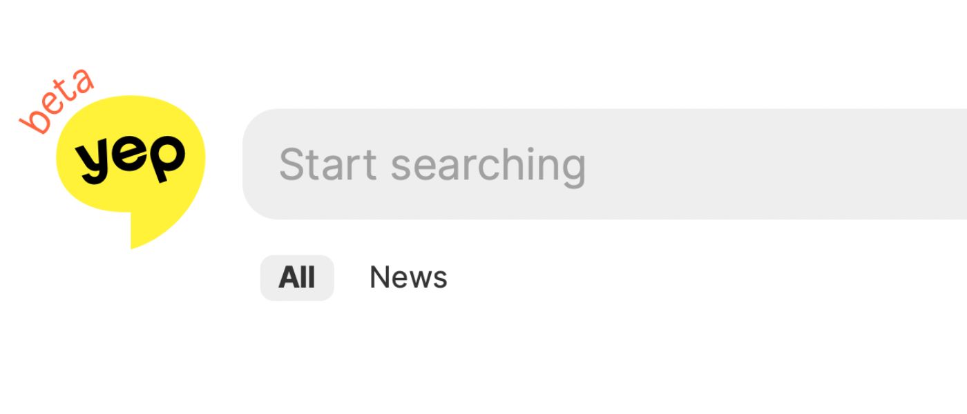 Yep search engine beta search bar