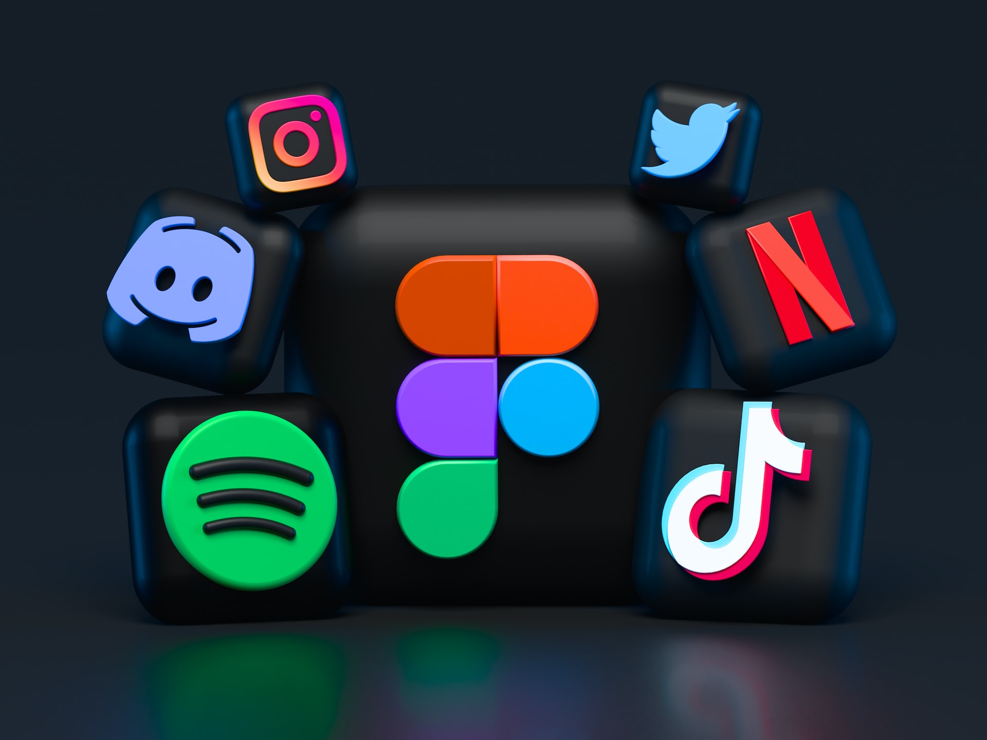 Squares with social media application icons