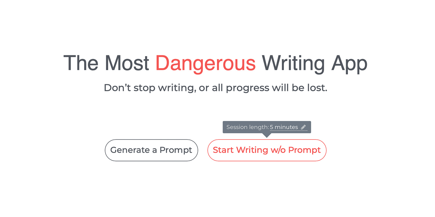 The Most Dangerous Writing App webpage