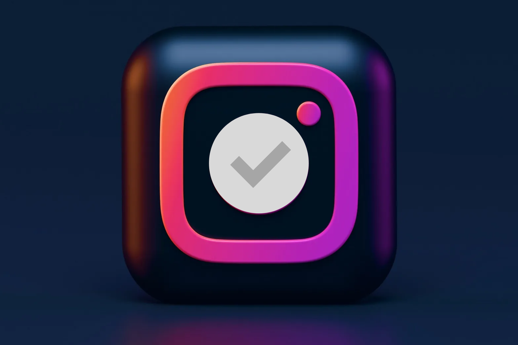 The 3D Instagram logo in the center of which is a read receipts attached