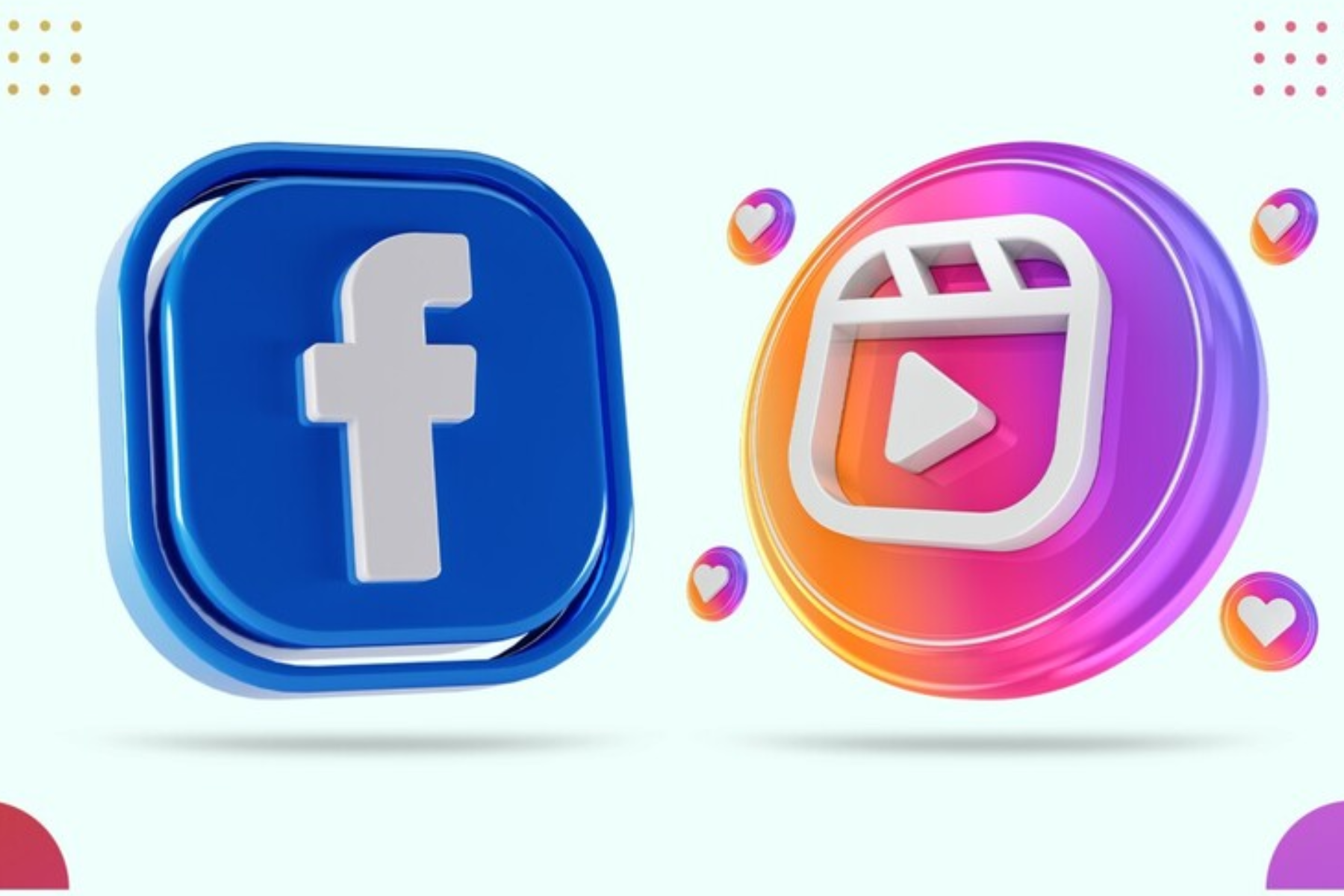 Facebook and Instagram 3D logo