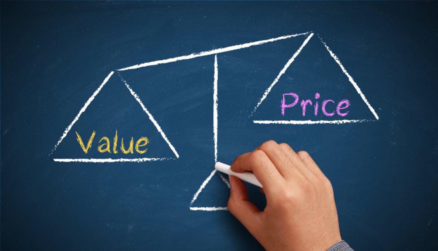 Hand drawing a scale of value and price