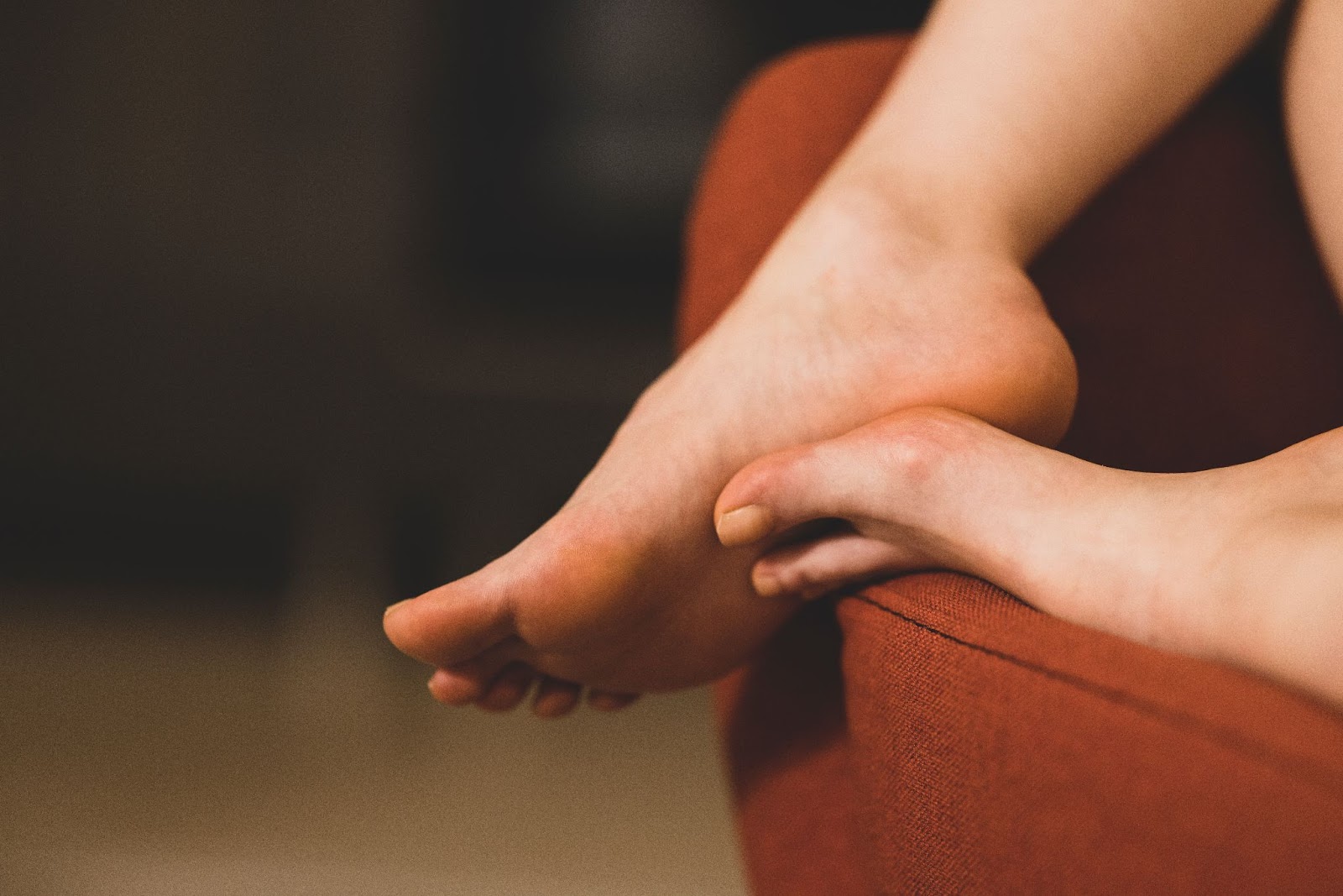 A woman's feet on a couch