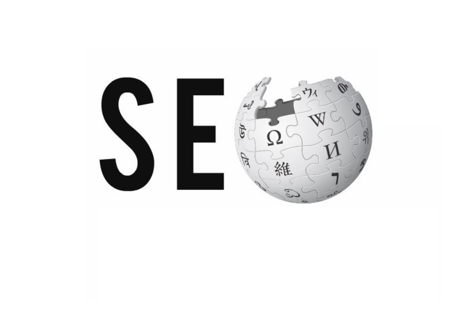 The term "SEO" with the Wikipedia logo