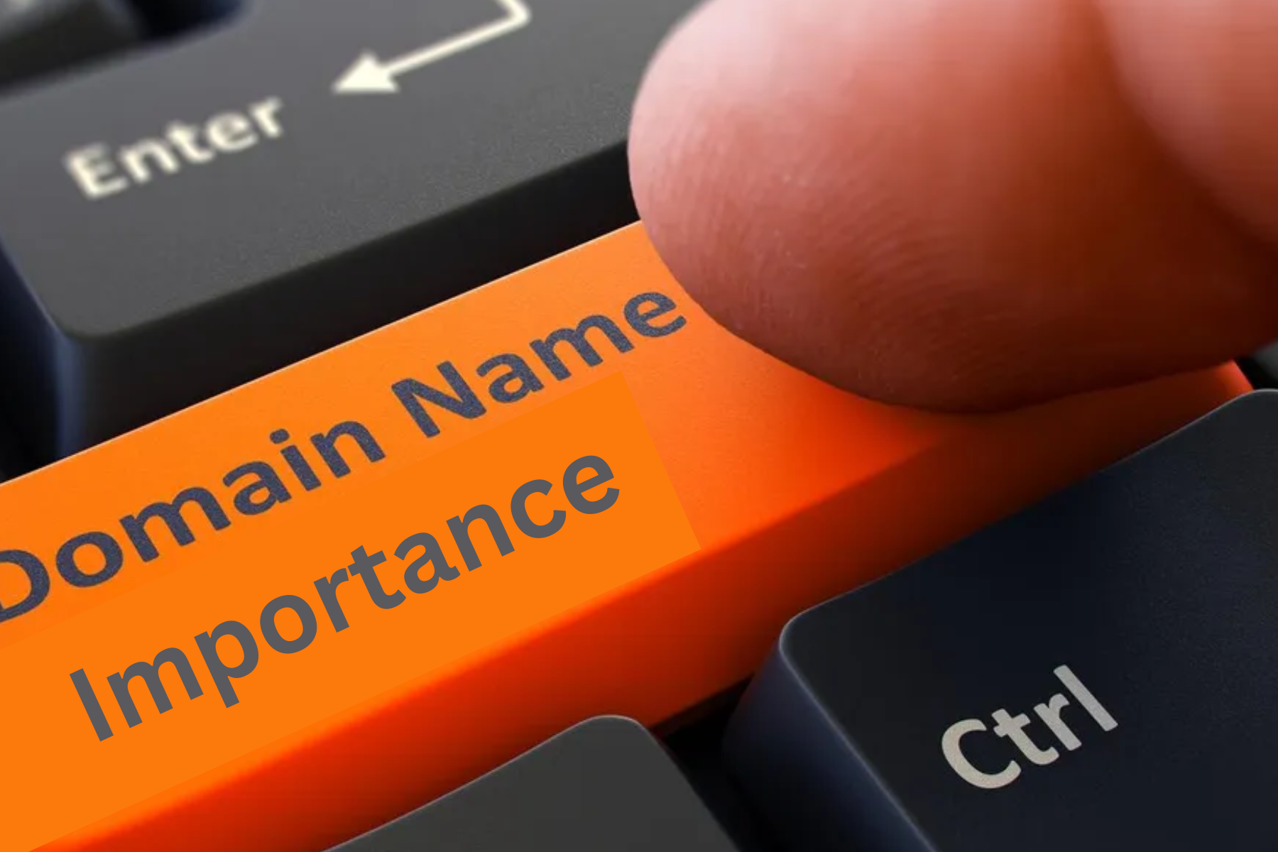 A keyboard with a button labeled "Domain Name Importance."