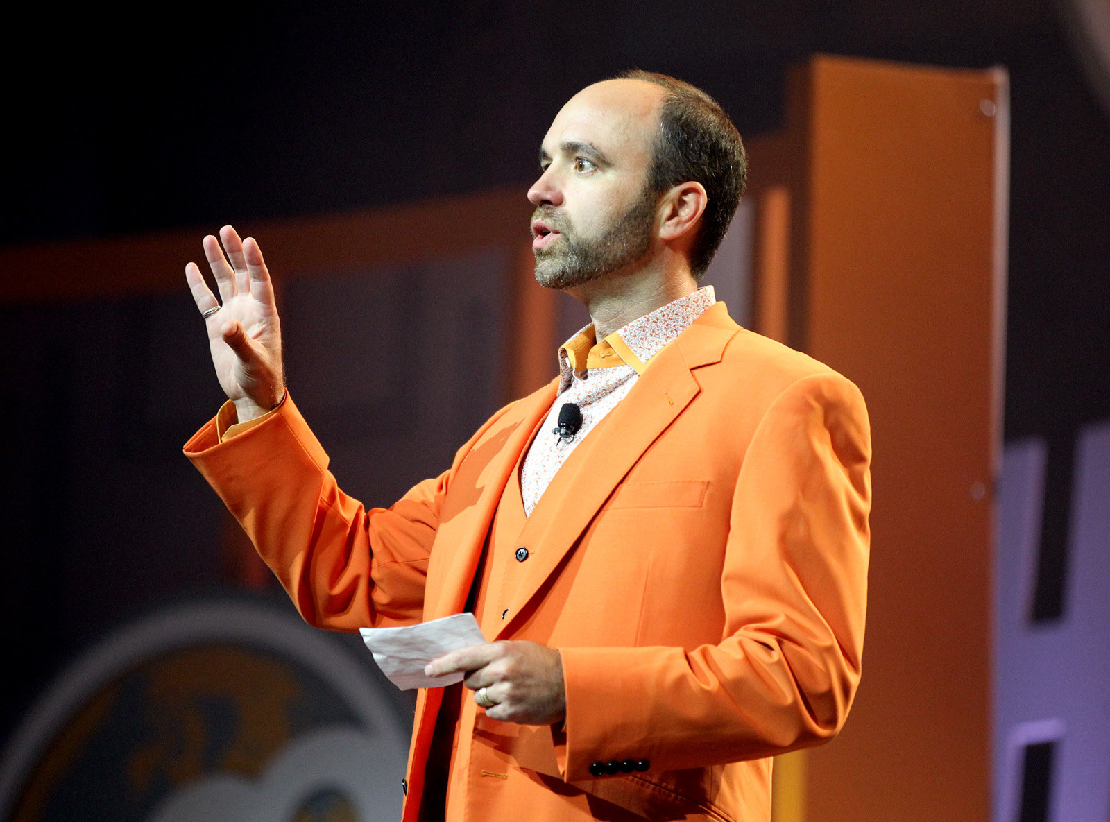 Joe Pulizzi wearing an orange coat