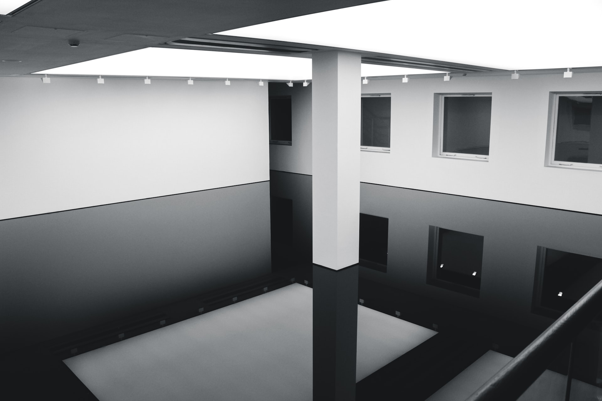 Example of architectural installation art using black and white room paint 