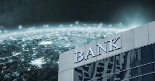 A bank building in the outside world