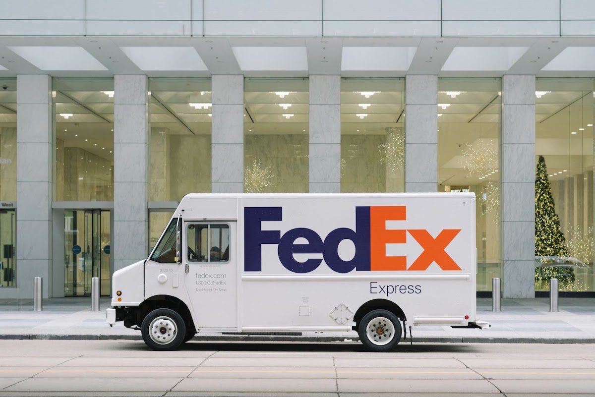 White FedEx truck