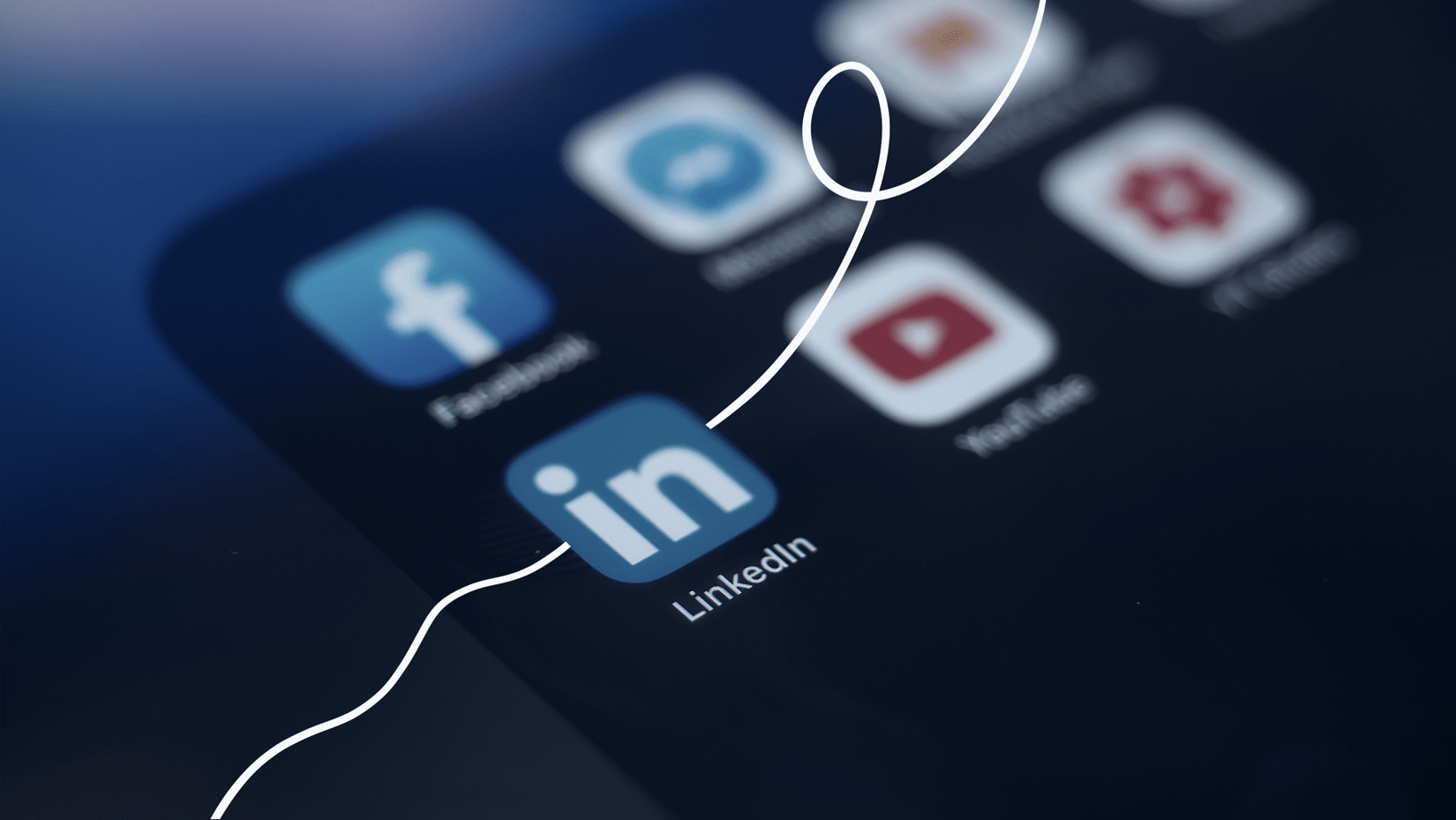 Social media logo, linkedin highlighted