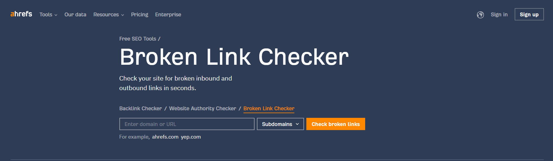 Broken link checker tool