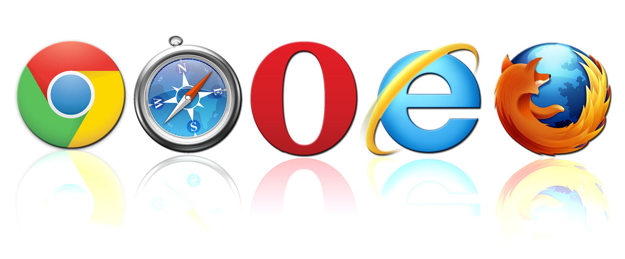 Browser icons of Chrome, Safari, Internet Explorer and Firefox