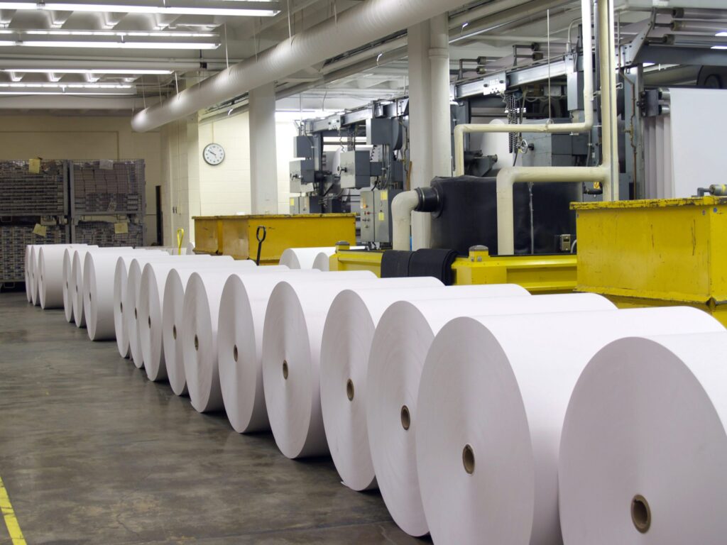 Paper rolls on a factory