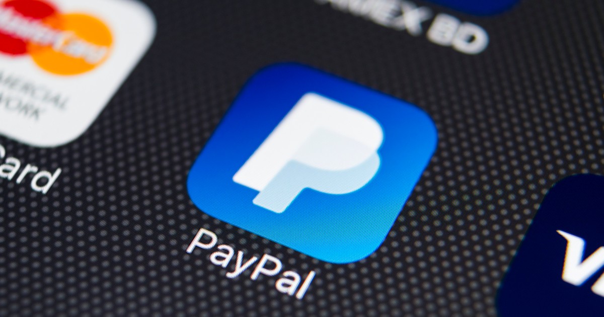 PayPal app logo on phone