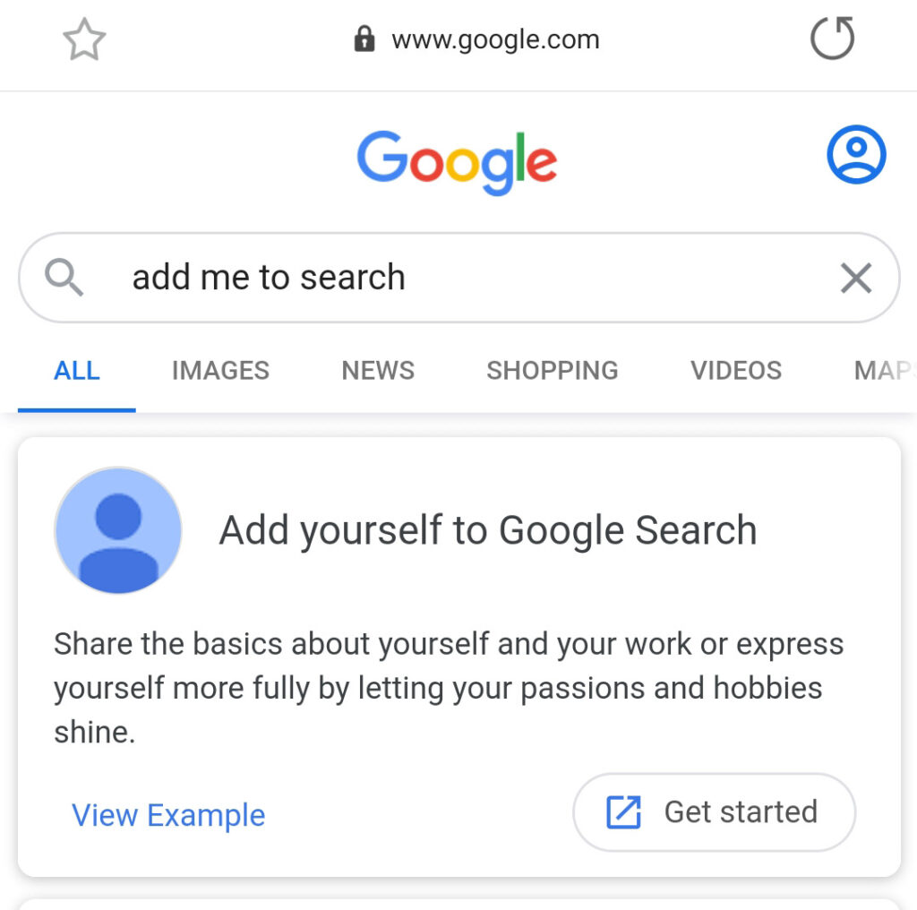 Add Me To Search Query on the Google Search Bar