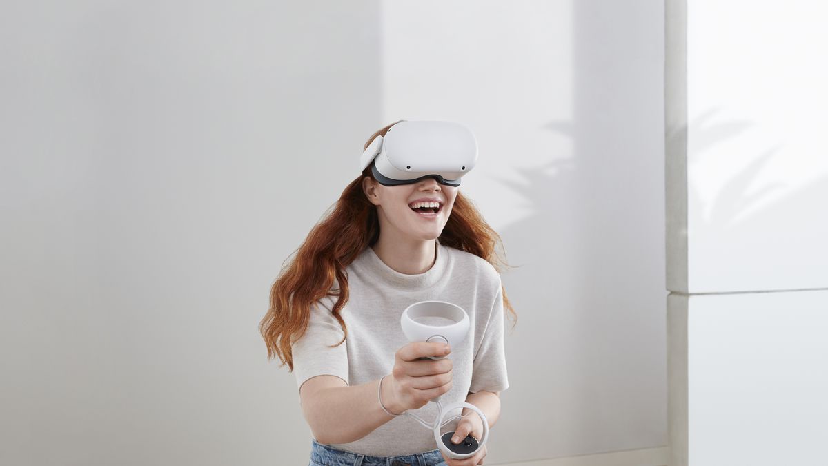 Woman using Meta Oculus Quest 2