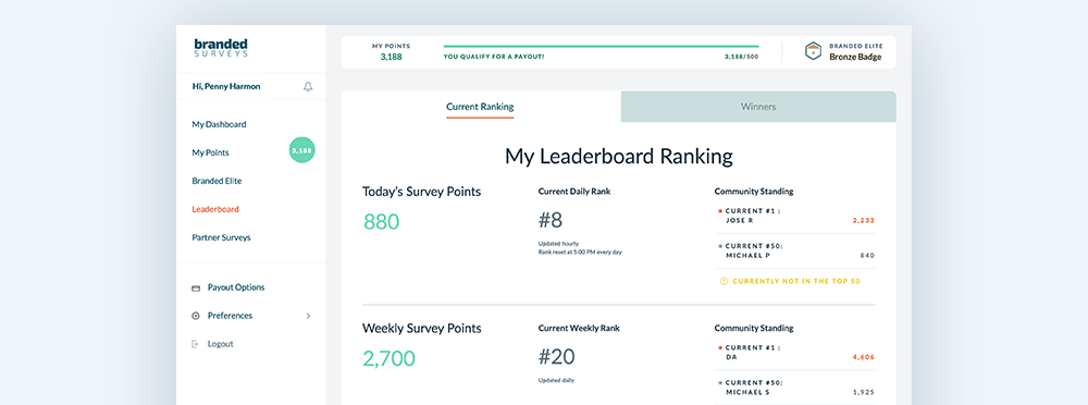Branded Surveys Leaderboard