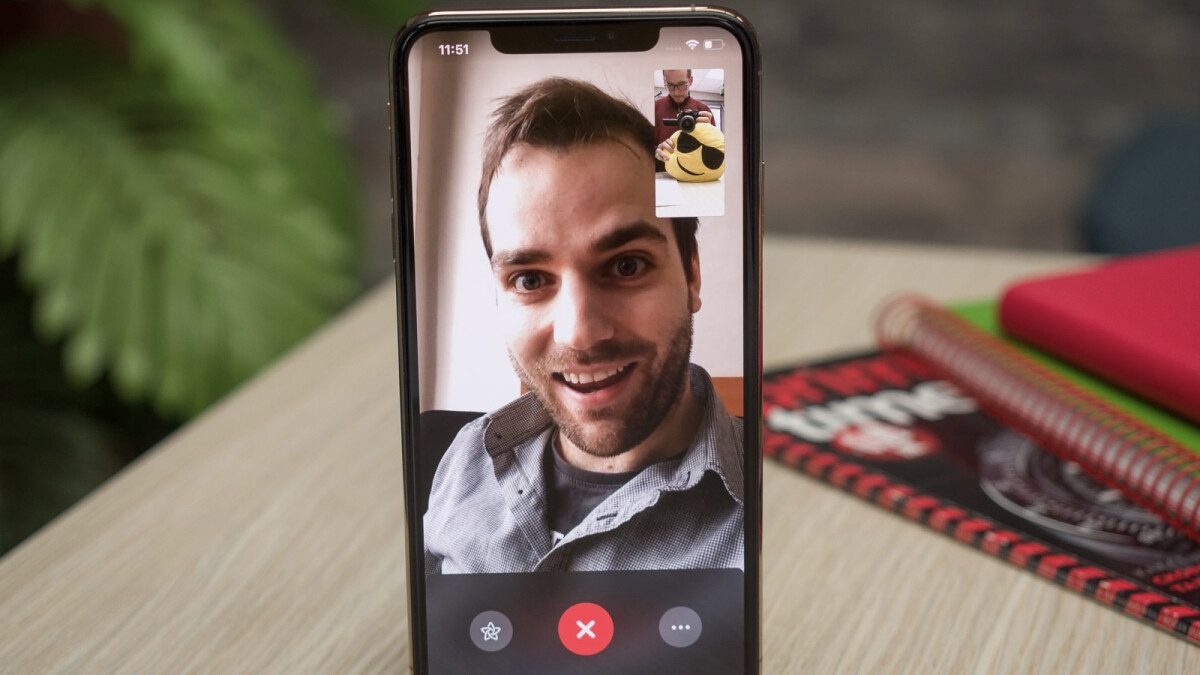 An iPhone on call using FaceTime