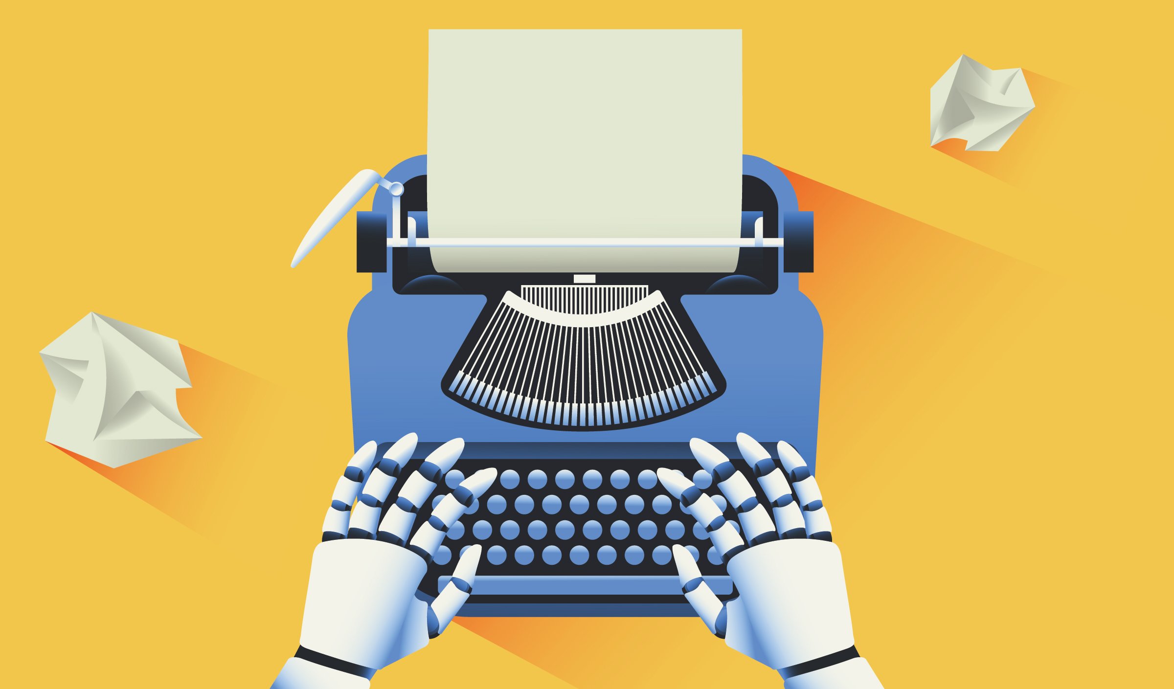 Robot writing script through type writer