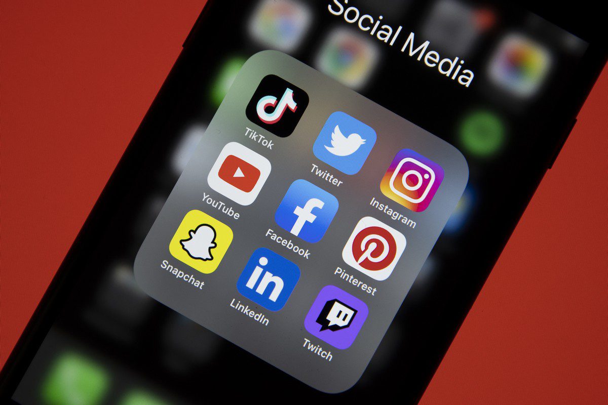 Social media platforms logo on a phone