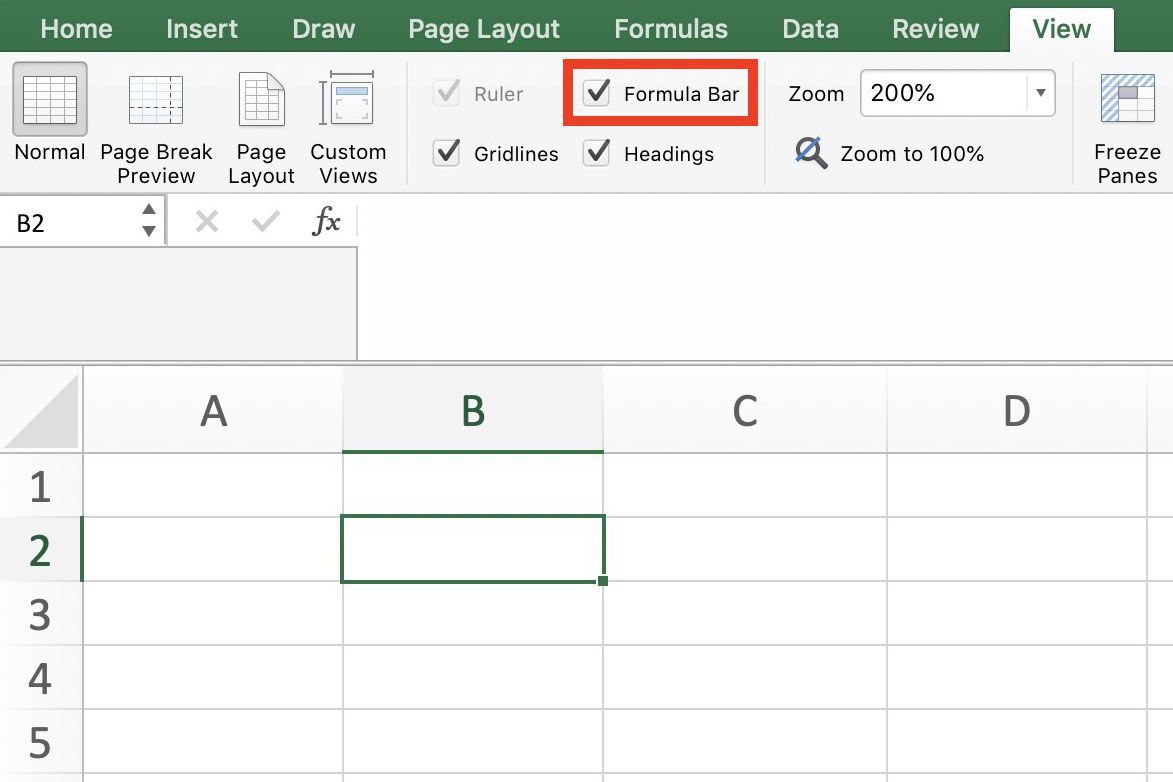 Identifying the formula bar in excel