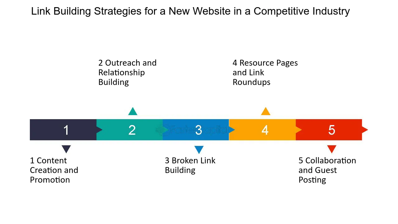 Link building strategies for a new website in a competitive industry described with a diagram