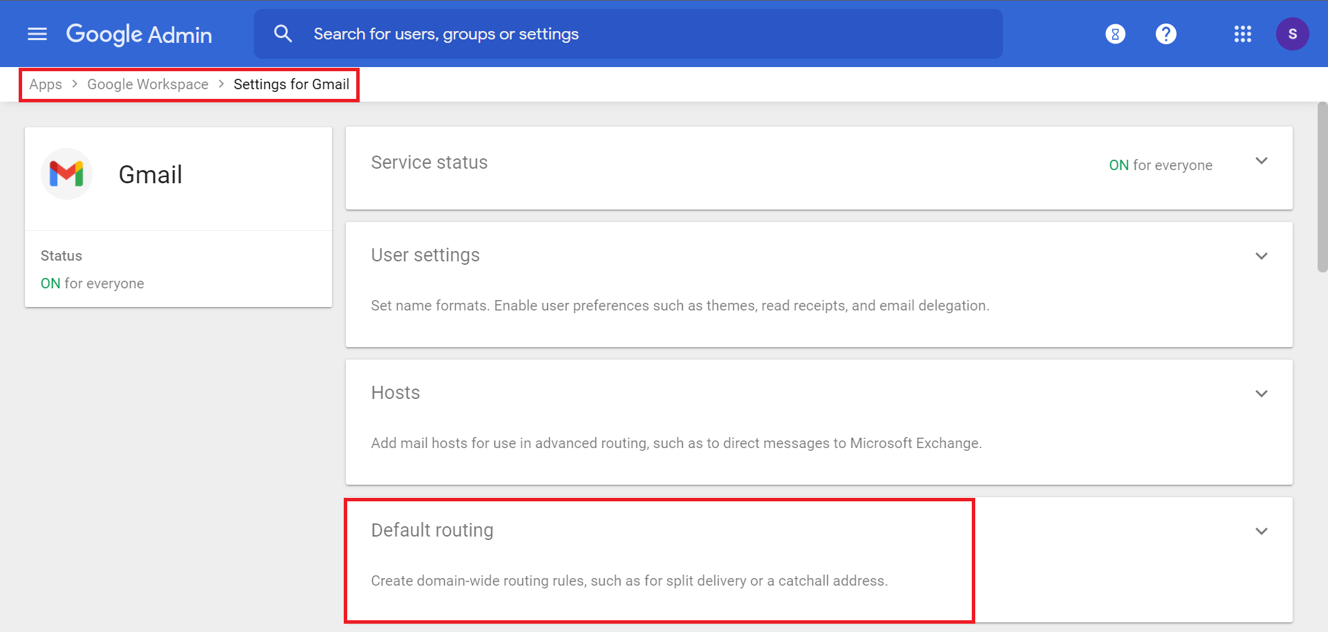 Setting catchall address in google workspace google apps