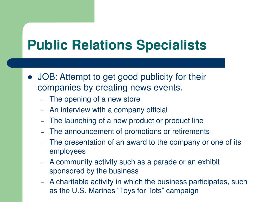 Public relations specialist job explained