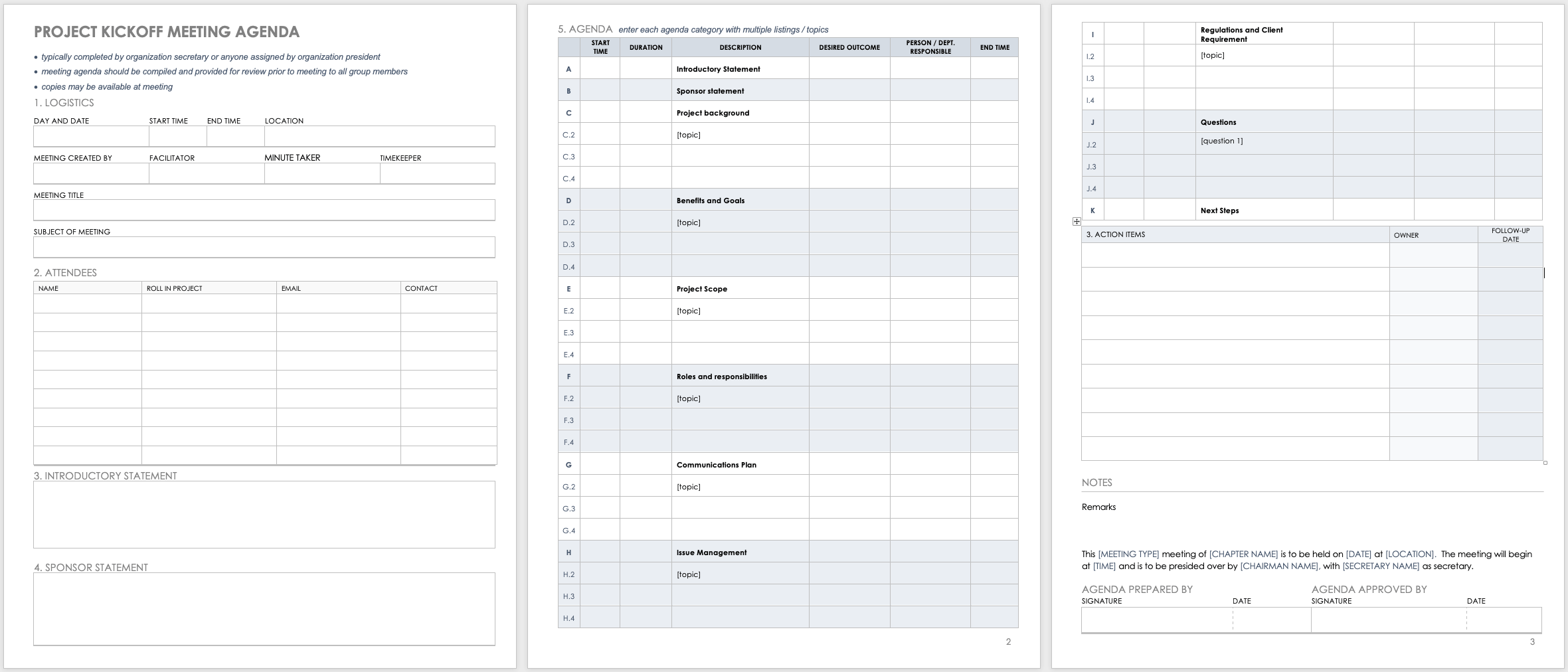 Building free project kickoff templates
